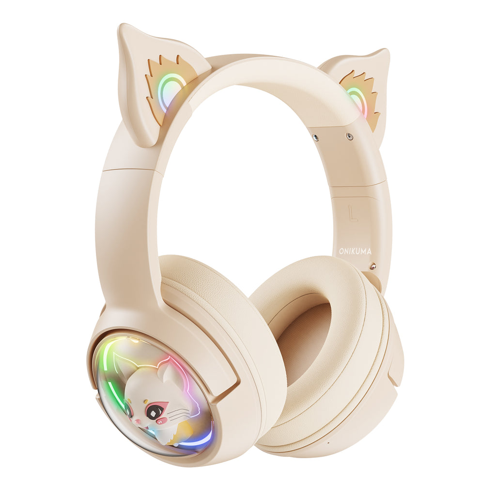 Auriculares inalámbricos para juegos ONIKUMA B5 RGB con oreja de gato y Bluetooth - Imagen 12