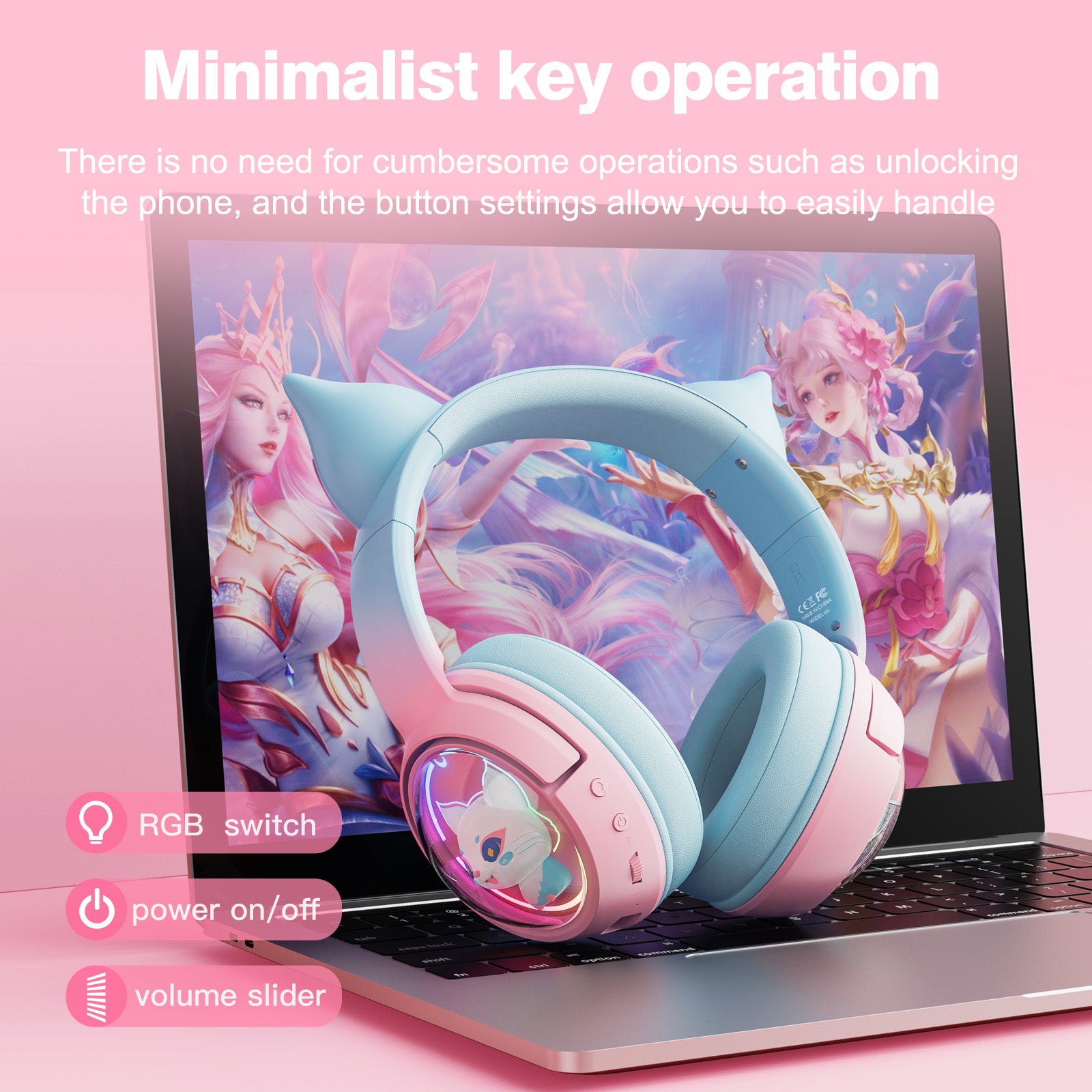 ONIKUMA B5 gradiente 2,4G inalámbrico Bluetooth con cable auriculares Linghu de 3 modos, auriculares con interruptor RGB - Imagen 11
