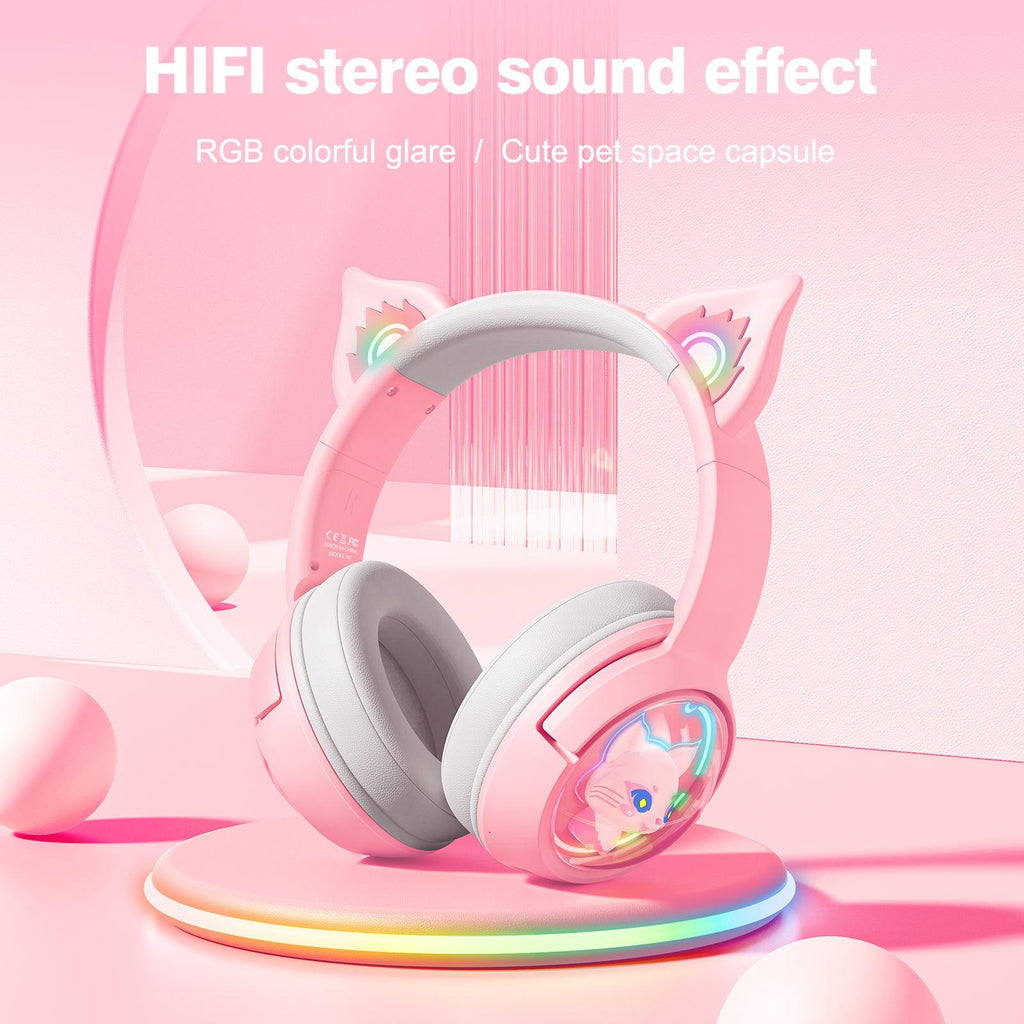 Auriculares inalámbricos para juegos ONIKUMA B5 RGB con oreja de gato y Bluetooth - Imagen 6