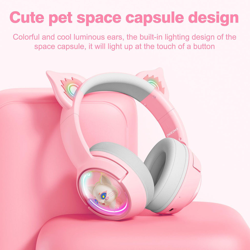 Auriculares inalámbricos para juegos ONIKUMA B5 RGB con oreja de gato y Bluetooth - Imagen 5