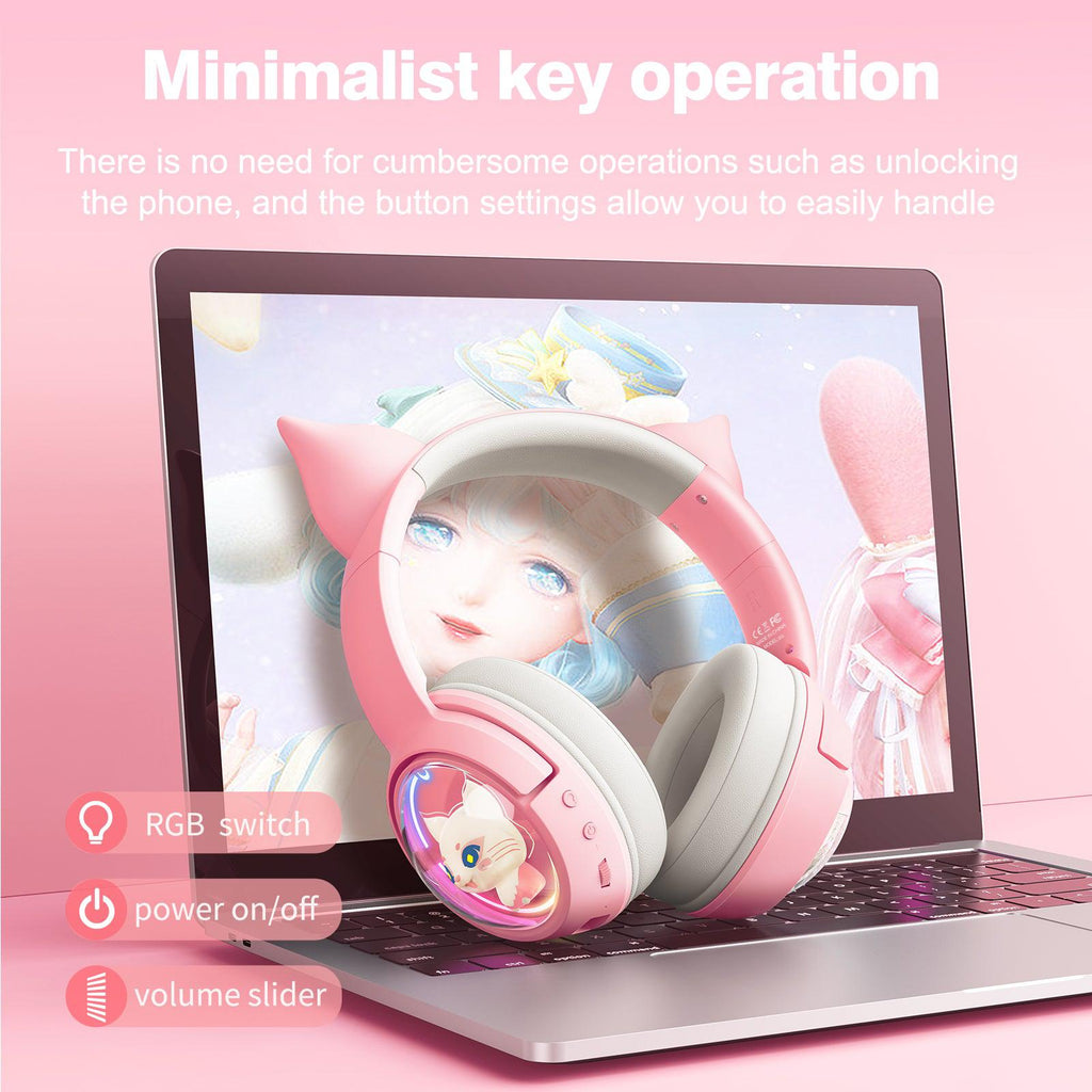 Auriculares inalámbricos para juegos ONIKUMA B5 RGB con oreja de gato y Bluetooth - Imagen 4
