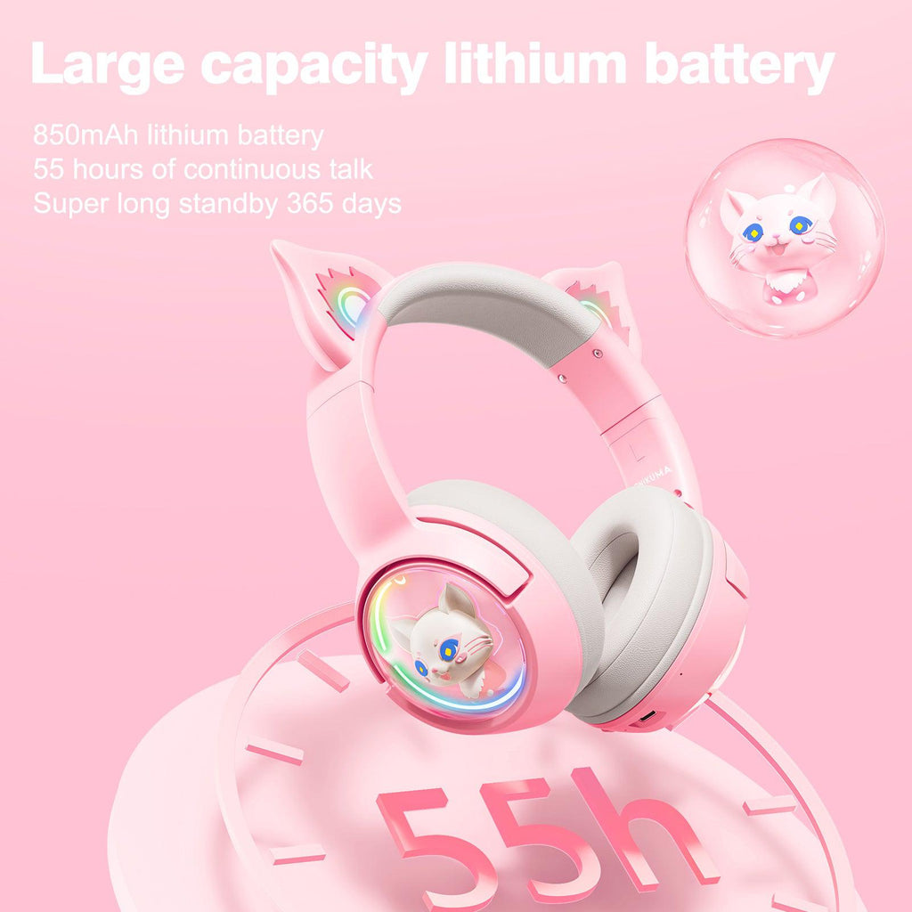 Auriculares inalámbricos para juegos ONIKUMA B5 RGB con oreja de gato y Bluetooth - Imagen 3