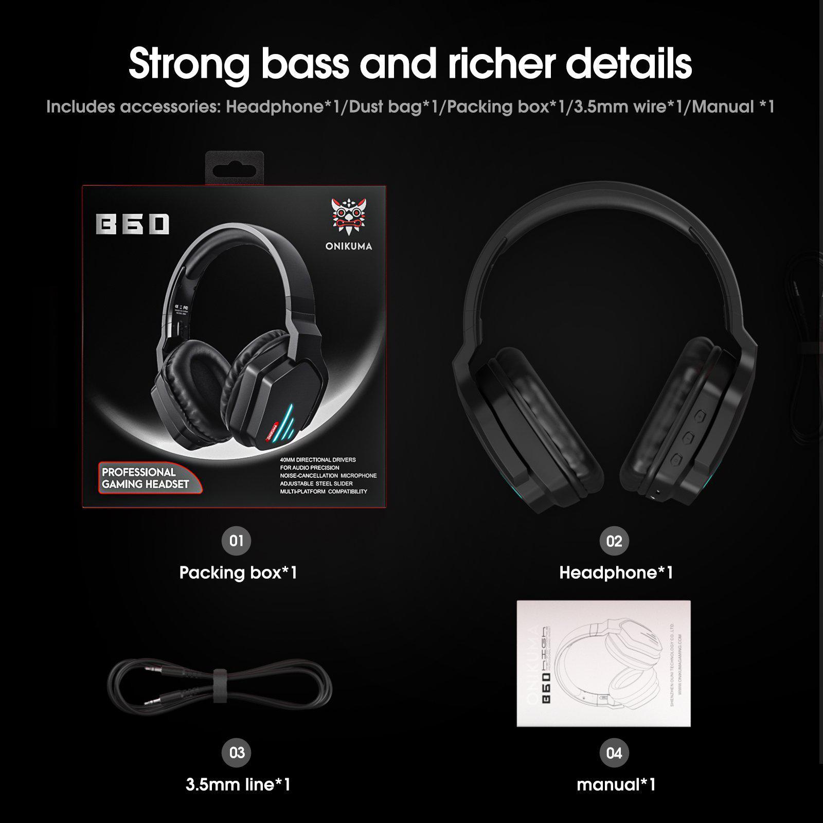 Auriculares inalámbricos Bluetooth para juegos ONIKUMA B60 - Imagen 7