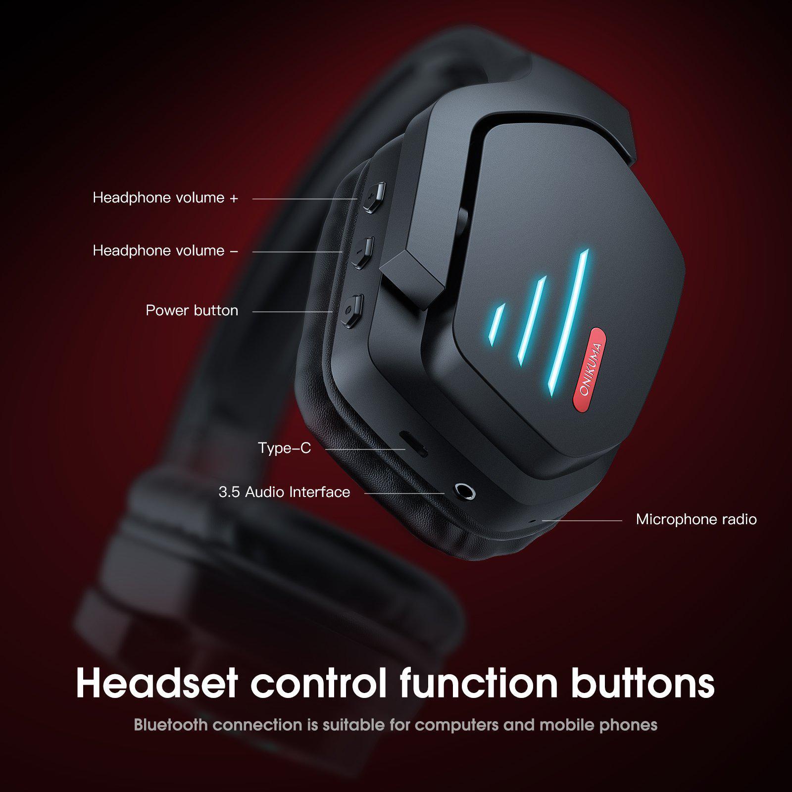 Auriculares inalámbricos Bluetooth para juegos ONIKUMA B60 - Imagen 8