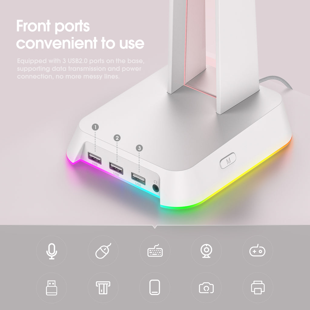 Soporte para auriculares para juegos ONIKUMA ST2 RGB con 3 puertos USB y AUX de 3,5 mm - Imagen 21