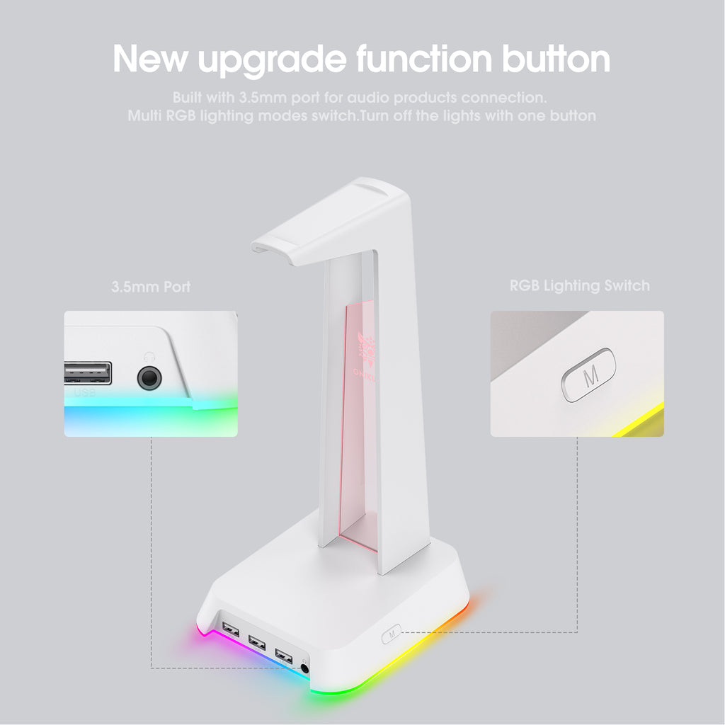 Soporte para auriculares para juegos ONIKUMA ST2 RGB con 3 puertos USB y AUX de 3,5 mm - Imagen 20