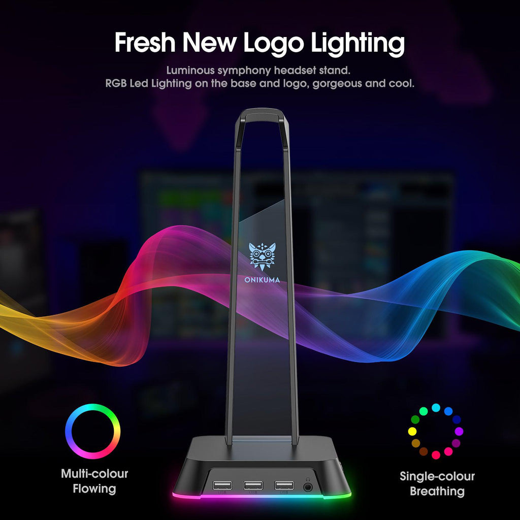 Soporte para auriculares para juegos ONIKUMA ST2 RGB con 3 puertos USB y AUX de 3,5 mm - Imagen 15