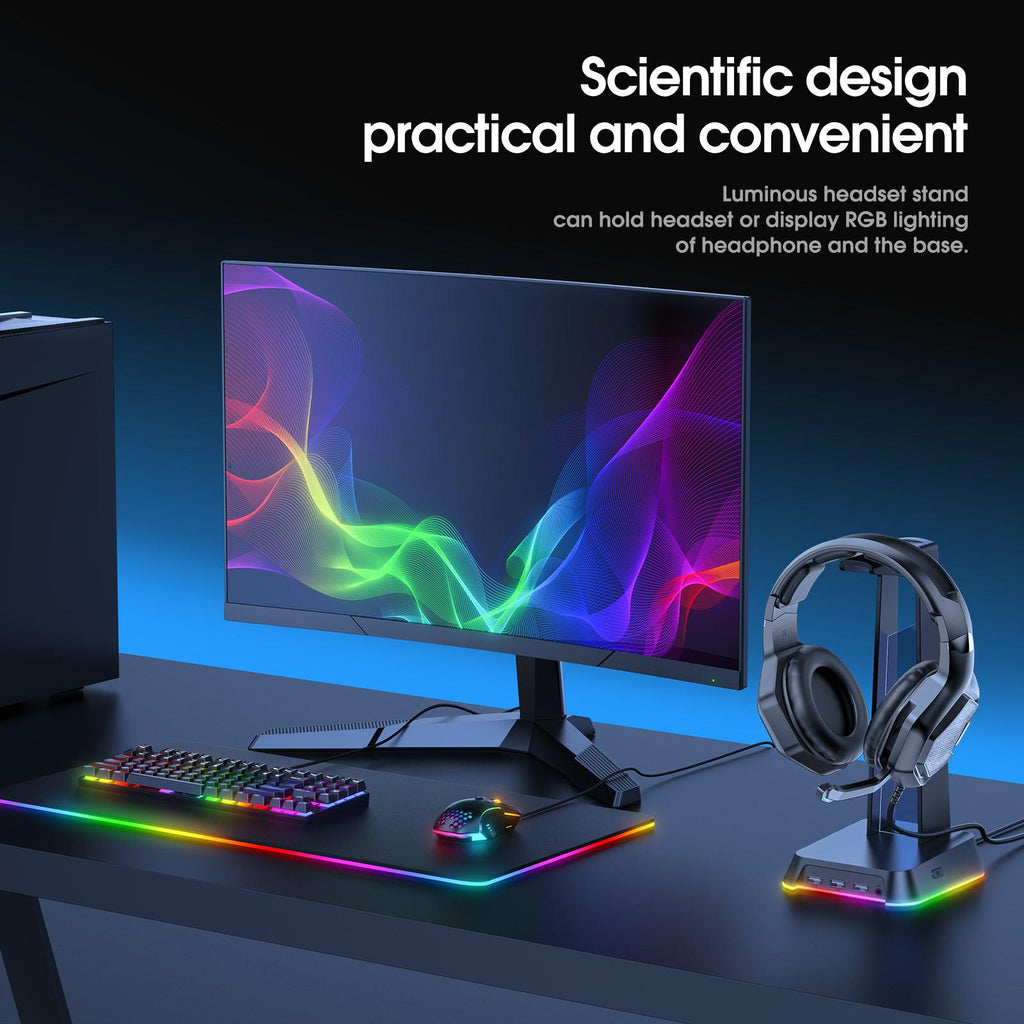 Soporte para auriculares para juegos ONIKUMA ST2 RGB con 3 puertos USB y AUX de 3,5 mm - Imagen 11