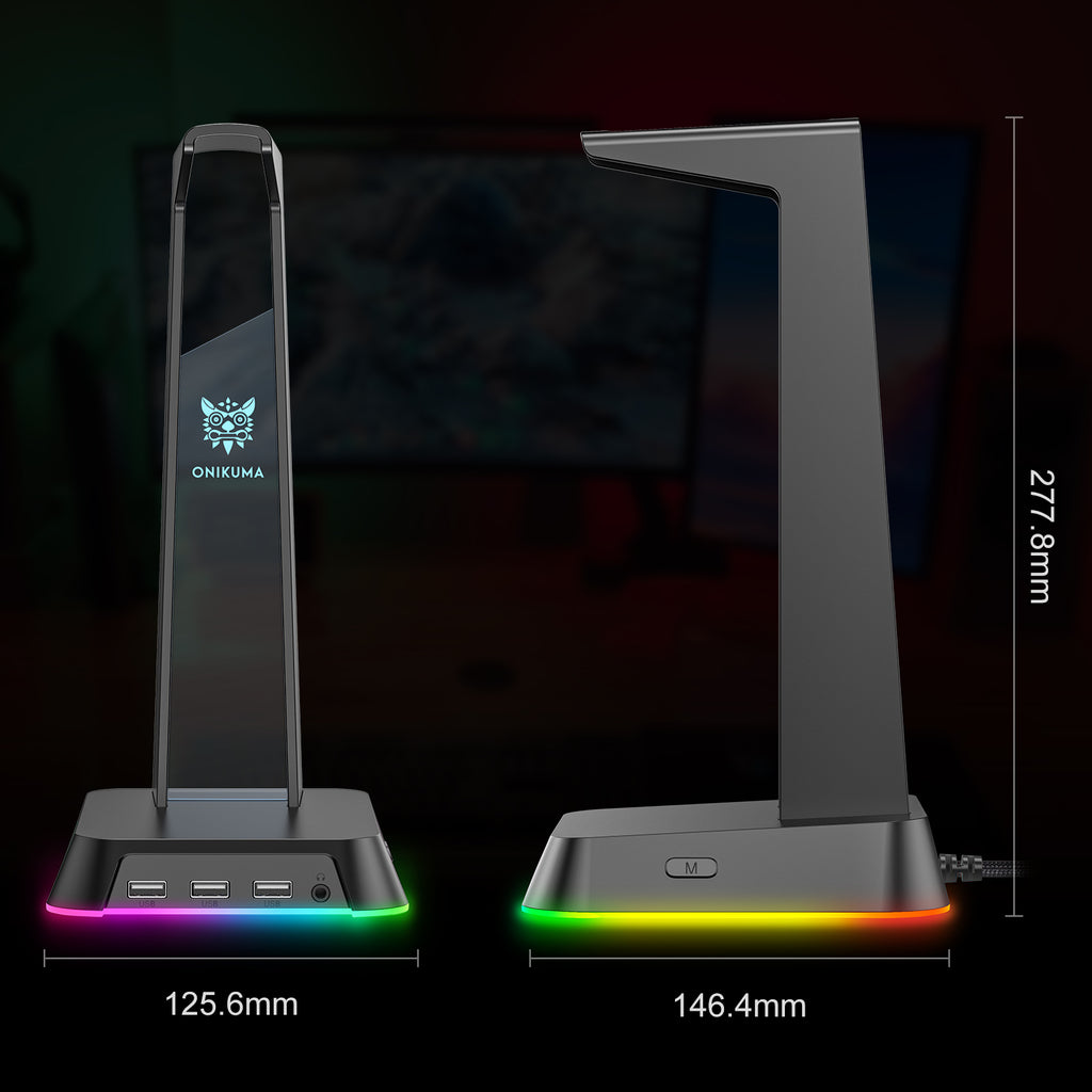 Soporte para auriculares para juegos ONIKUMA ST2 RGB con 3 puertos USB y AUX de 3,5 mm - Imagen 10