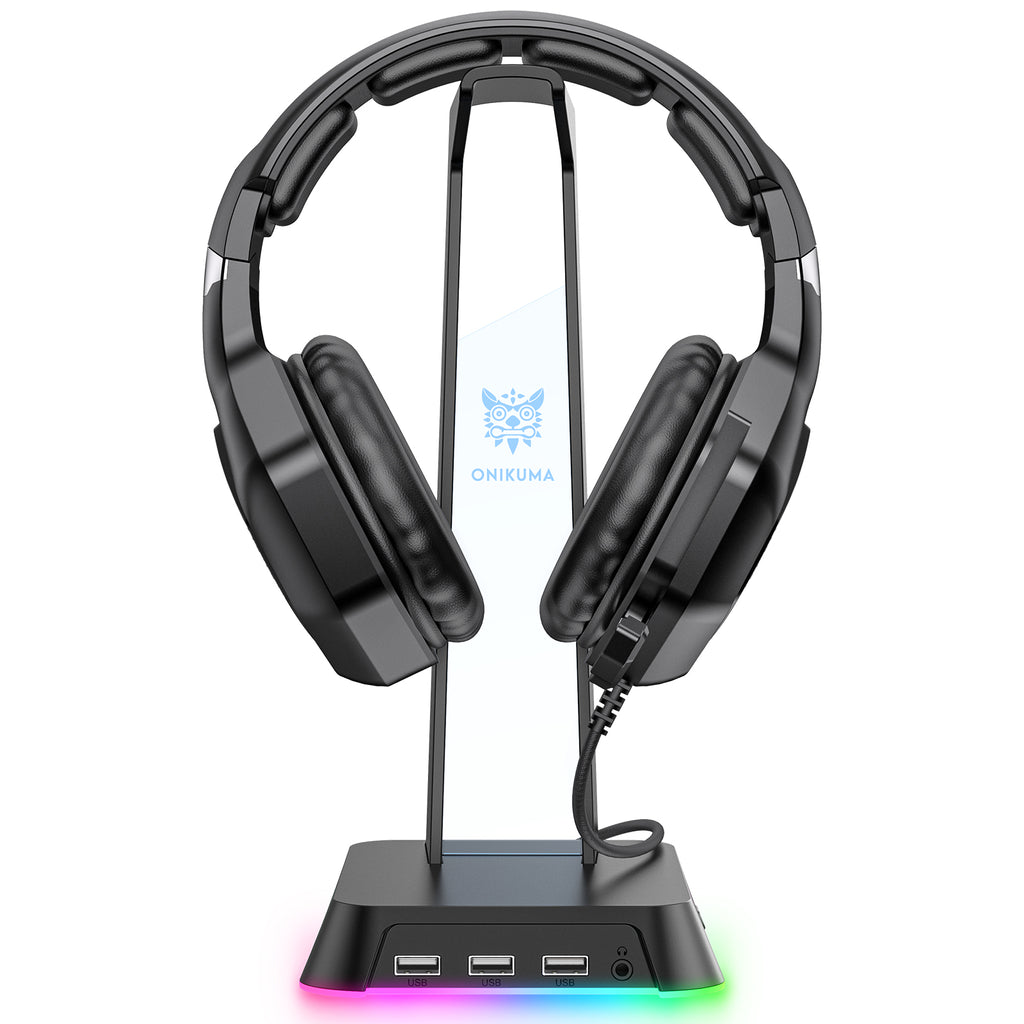 Soporte para auriculares para juegos ONIKUMA ST2 RGB con 3 puertos USB y AUX de 3,5 mm - Imagen 9