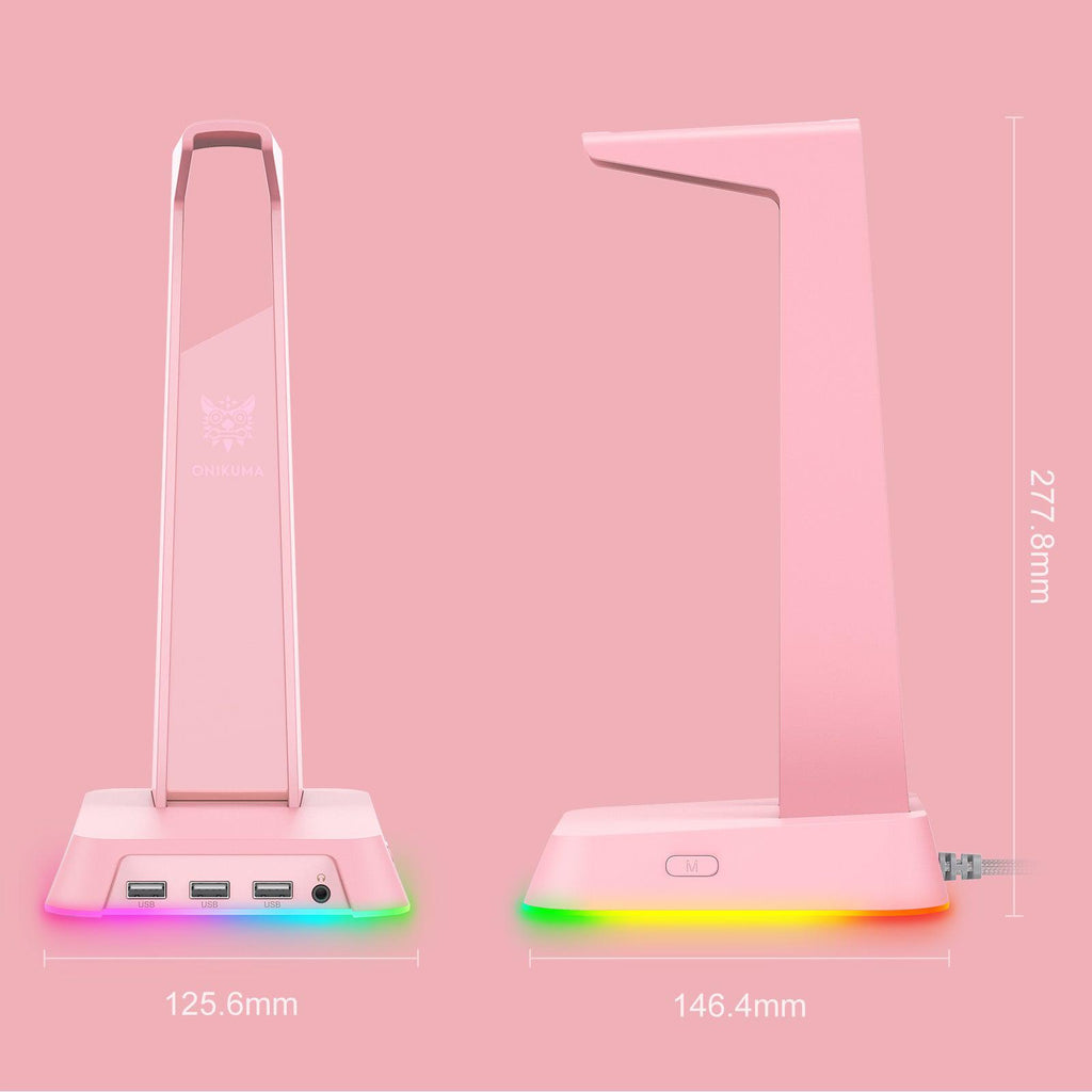 Soporte para auriculares para juegos ONIKUMA ST2 RGB con 3 puertos USB y AUX de 3,5 mm - Imagen 8