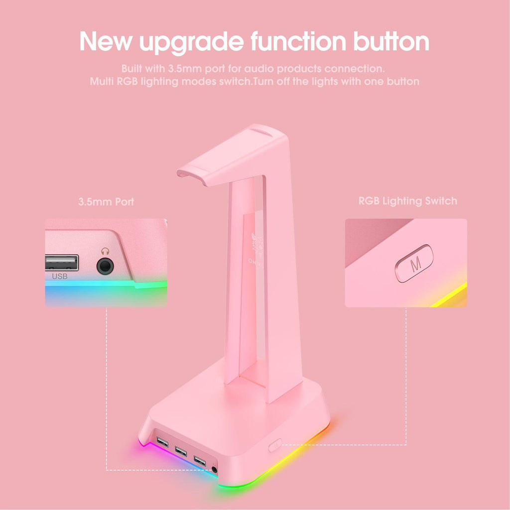 Soporte para auriculares para juegos ONIKUMA ST2 RGB con 3 puertos USB y AUX de 3,5 mm - Imagen 6