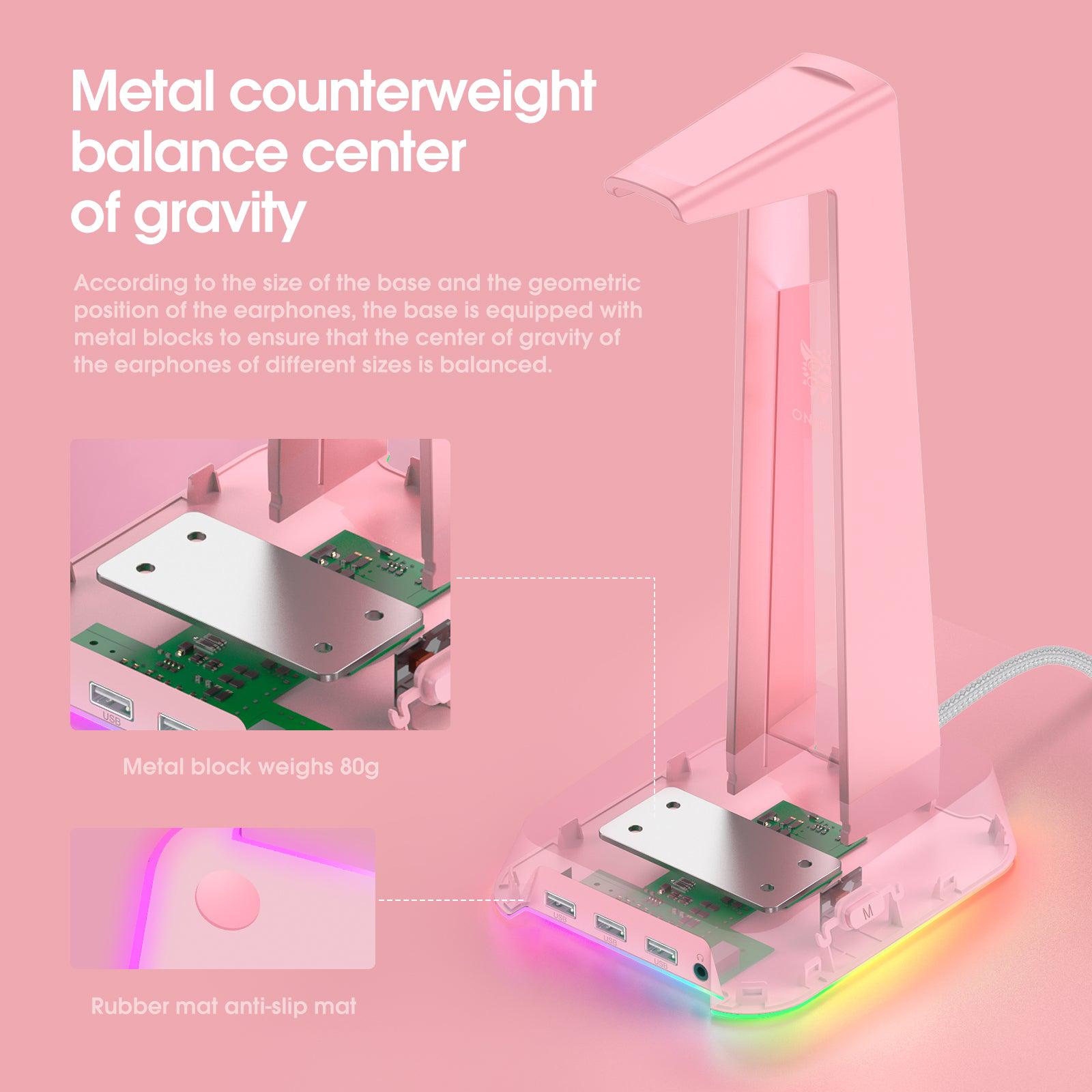 Soporte para auriculares para juegos ONIKUMA ST2 RGB con 3 puertos USB y AUX de 3,5 mm - Imagen 2